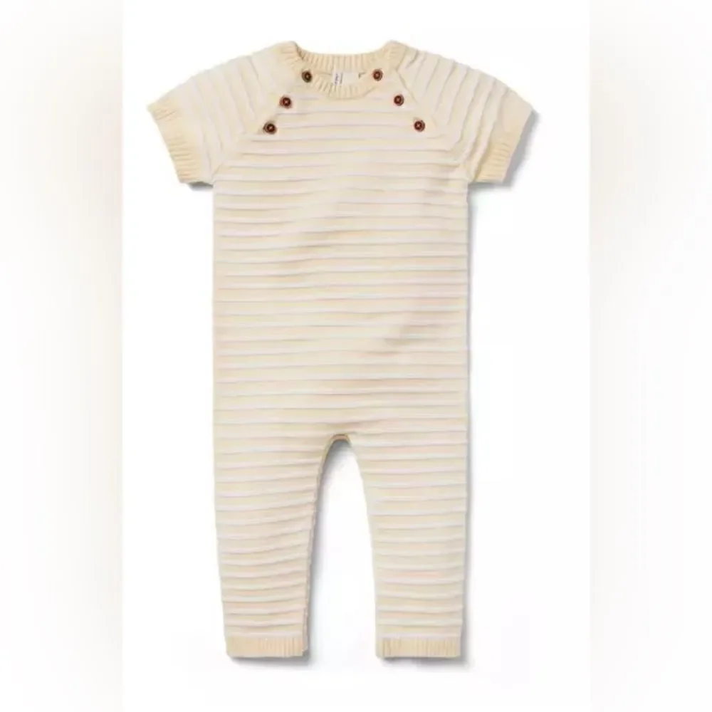 Jeanie and Jack Butter Yellow Baby Textured Striped One-Piece size 0-3 months